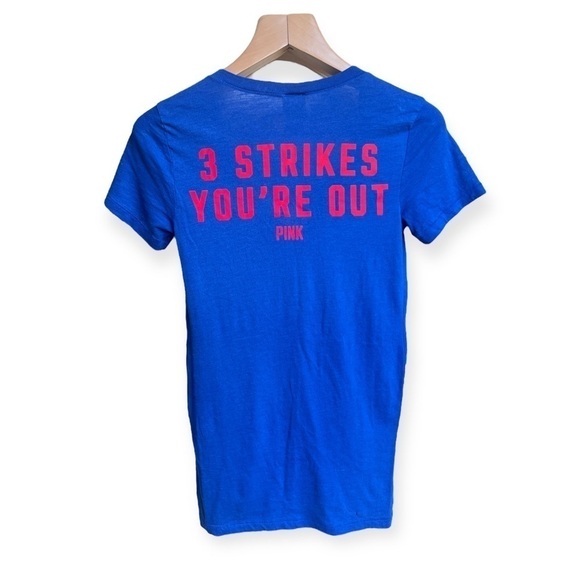 PINK Victoria’s Secret Chicago Cubbies Baseball Sequin V-Neck T-Shirt, XS - Picture 2 of 9